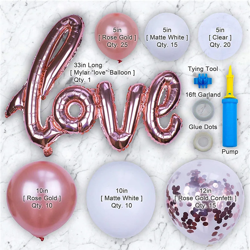 party ballloon 96 шт. розовый золотистый Воздушный Шар АРКА комплект гирлянды украшения для детского душа Выпускной юбилей органические DIY Свадебные украшения - Цвет: party ballloon