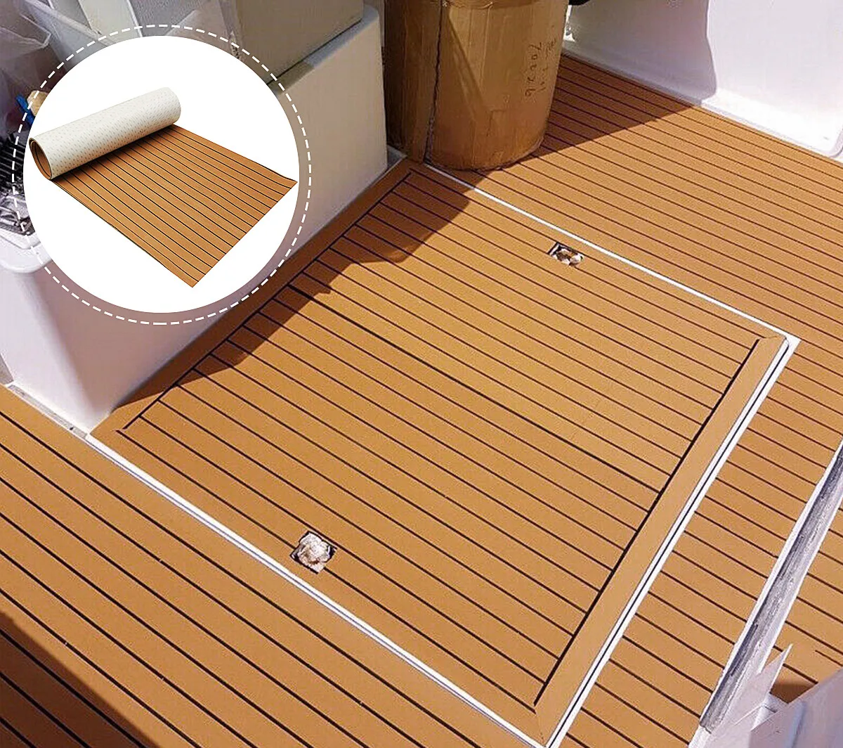 SelfAdhesive600x2400x5mmMarineFlooringFauxFoamTeakDeckingEVA