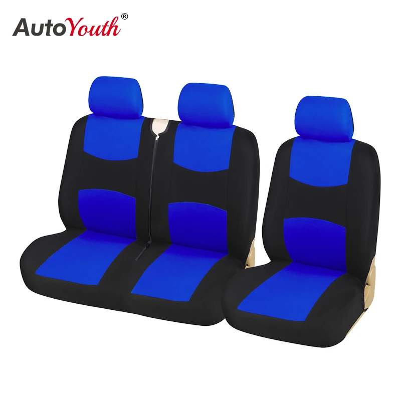 

1+2 Seat Covers Blue Car Seat Cover Truck Interior Accessories for Renault Peugeot Opel Vivaro, Fit Universal Transporter/Van