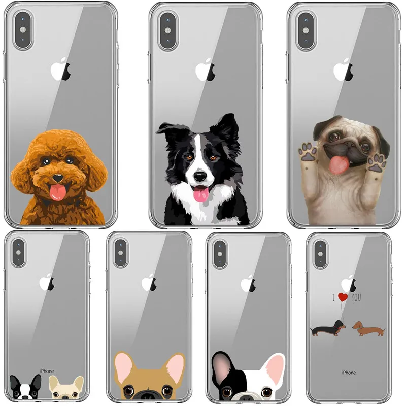 French bulldog Poodle Border Collie Super Cute Corgi silicone Cover Cases for iphones 11 Pro Max Xs 6 6S 7 8 plus X XR XS MAX