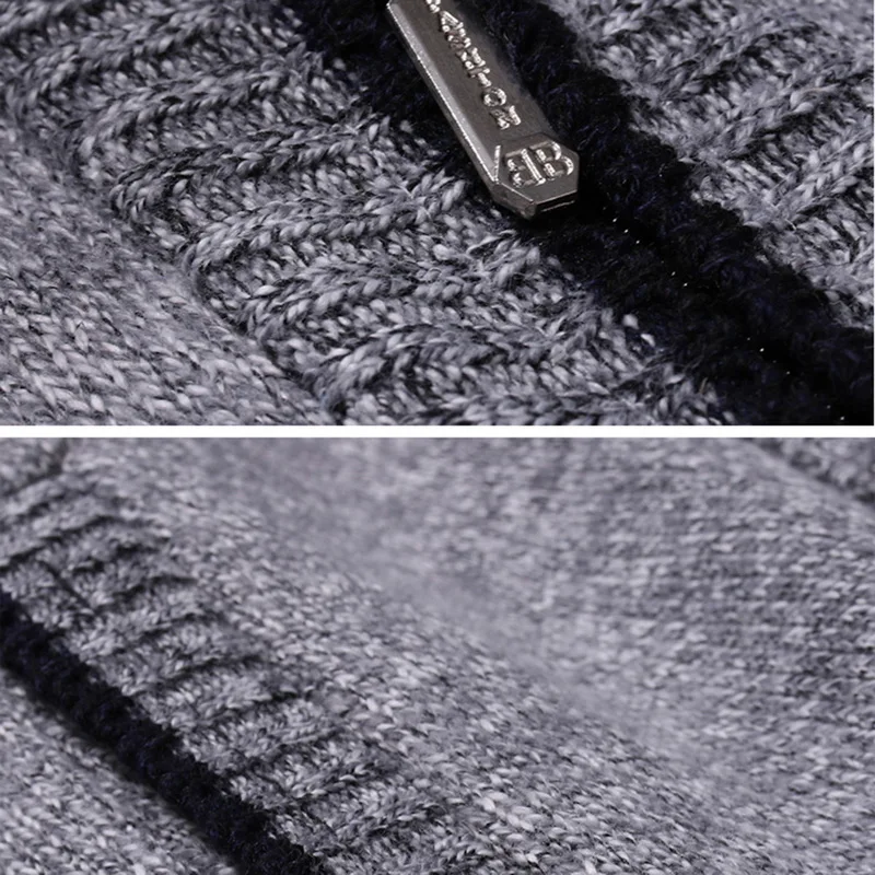 New Autumn Winter Men's SweaterCoat Faux Fur Wool Sweater Jackets Men Zipper Knitted Thick Coat Casual Knitwear Men