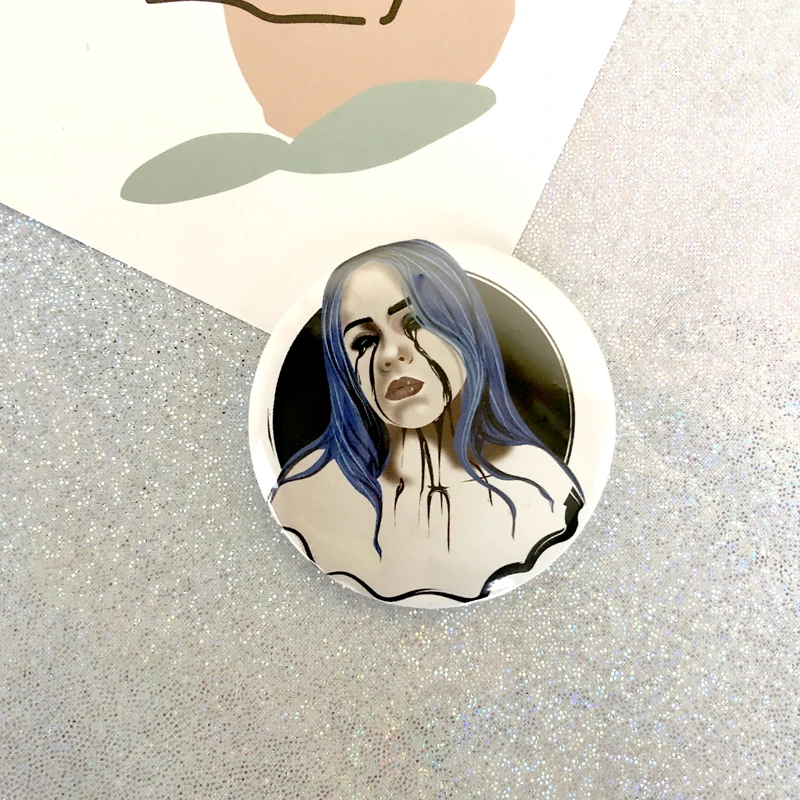Хип-хоп Billie Eilish Значки для худи футболка шляпа DIY декоративная булавка для женщин значок Рюкзак классные аксессуары - Цвет: Коричневый
