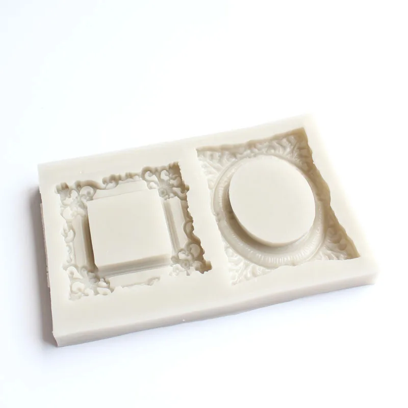 Mirror photo frame, silica gel sugar turning mold, DIY baking cake decoration, chocolate clay glue dropping mold