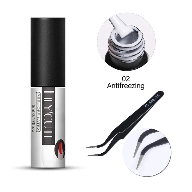 

LILYCUTE 5ml Peel Off Nail Latex Multi Function White Odorless Antifreezing Nail Art Care Protector Tools For Nail Art Stamping