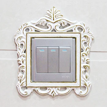 

New European Decorative Switch Frame Light Bulb Switch Sticker Luxury Golden Wedding Room Decorative Switch Case Classical Decor