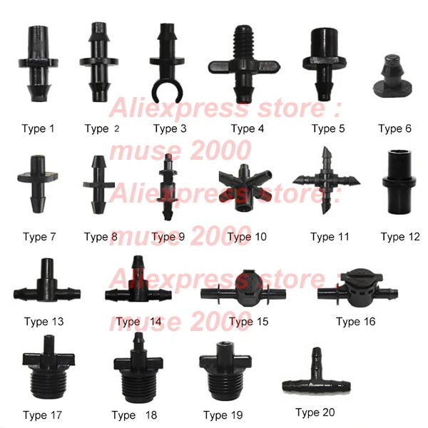 

4/7mm tube joint 1/4 PE garden tube nozzle connector Sprinkler Irrigation Barb Tee Water connectors Joint Pipe Hose Fitting