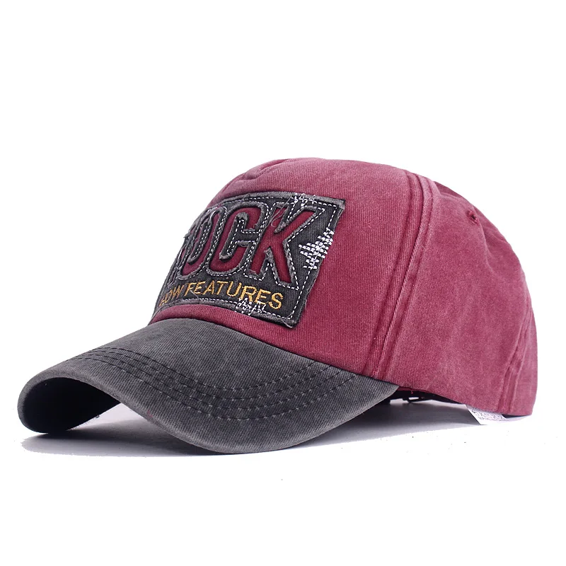 

European Unisex Washed Old Cotton ROCK Letter Baseball Cap Embroidery Men And Women Cap Outdoor Sun Hat Adjustable