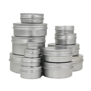 

Cosmetic Cream Jar Tin Lip Balm Containers Nail Derocation Crafts Pot Refillable Bottle Screw Thread Empty Aluminum Full Package