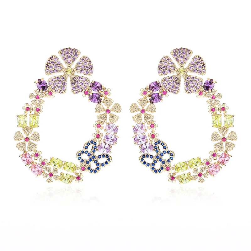 Очень нежный красивый, красочный, Цветочный, серьги-гвоздики с кубическим цирконием, высокое качество, ювелирный бренд