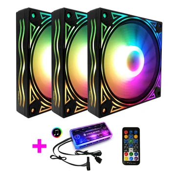 

COOLMOON F-JL Computer Case PC Cooling Fan RGB Adjust 120mm Quiet + IR Remote New Computer Cooler RGB CPU Case Fan Three in One