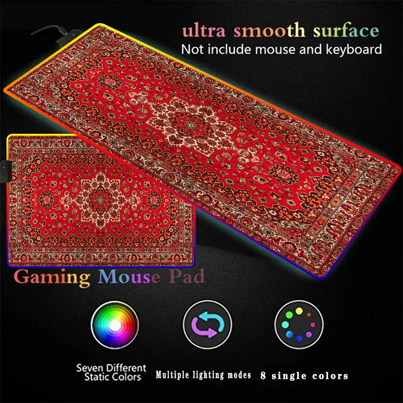 

Mairuige Printing Persian Carpet Classic Pattern Game RGB Large Size Mouse Pad LED Backlight Keyboard Pad for PC Notebook