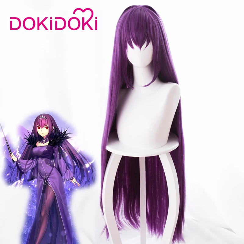 DokiDoki игра Fate Косплей scathach парик Женский Длинные прямые фиолетовые волосы Fate/Grand Order косплей парик scathach волосы синтетические