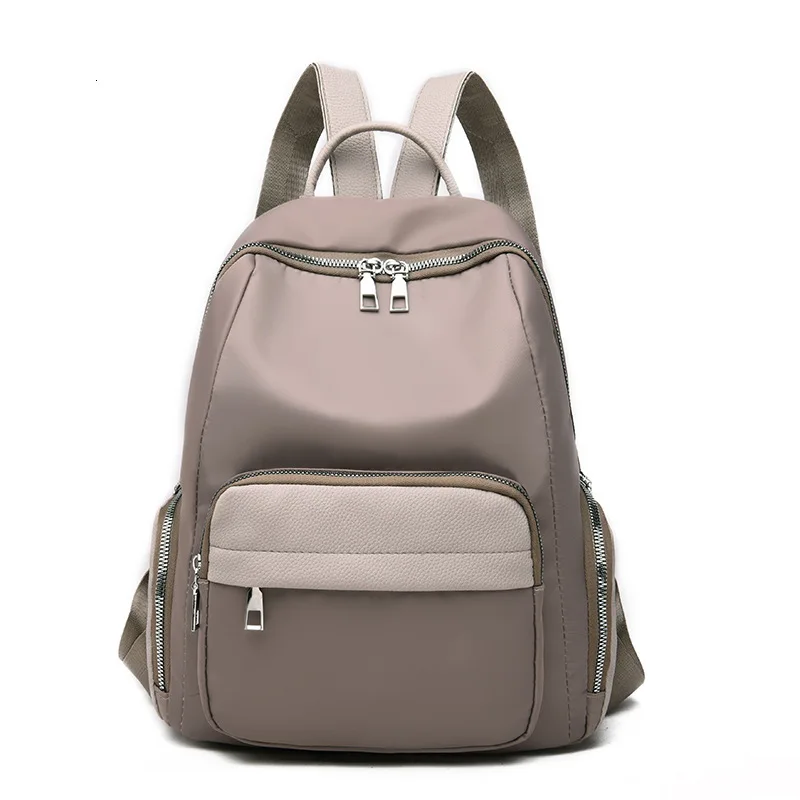 Mochila Mujer, модный рюкзак для путешествий, защита от кражи, водонепроницаемый, для женщин, большая емкость, Оксфорд, сплошной цвет, сзади, сумки для девочек, Bolsa - Цвет: khaki