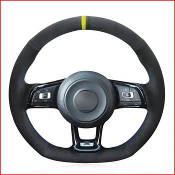 

Black Suede Hand Sew Steering Wheel Cover for Volkswagen VW Jetta GLI VW Golf 7 GTI MK7 Golf GTI 2015-2020 VW Golf R 2015-2019