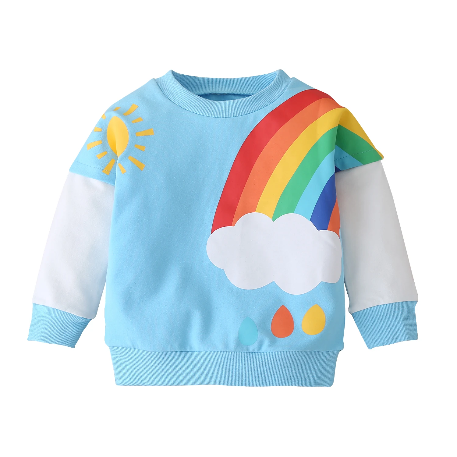 Imprimé arc-en-ciel Whitzard Sweat-shirt chaud en coton pour bébé garçon et fille Pour enfants de 18 mois à 6 ans 