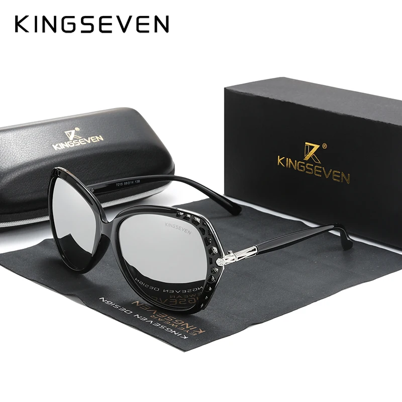 KINGSEVEN элегантные очки для молодых женщин, поляризованные солнцезащитные очки с градиентными линзами, зеркальные очки в стиле бабочки N7215