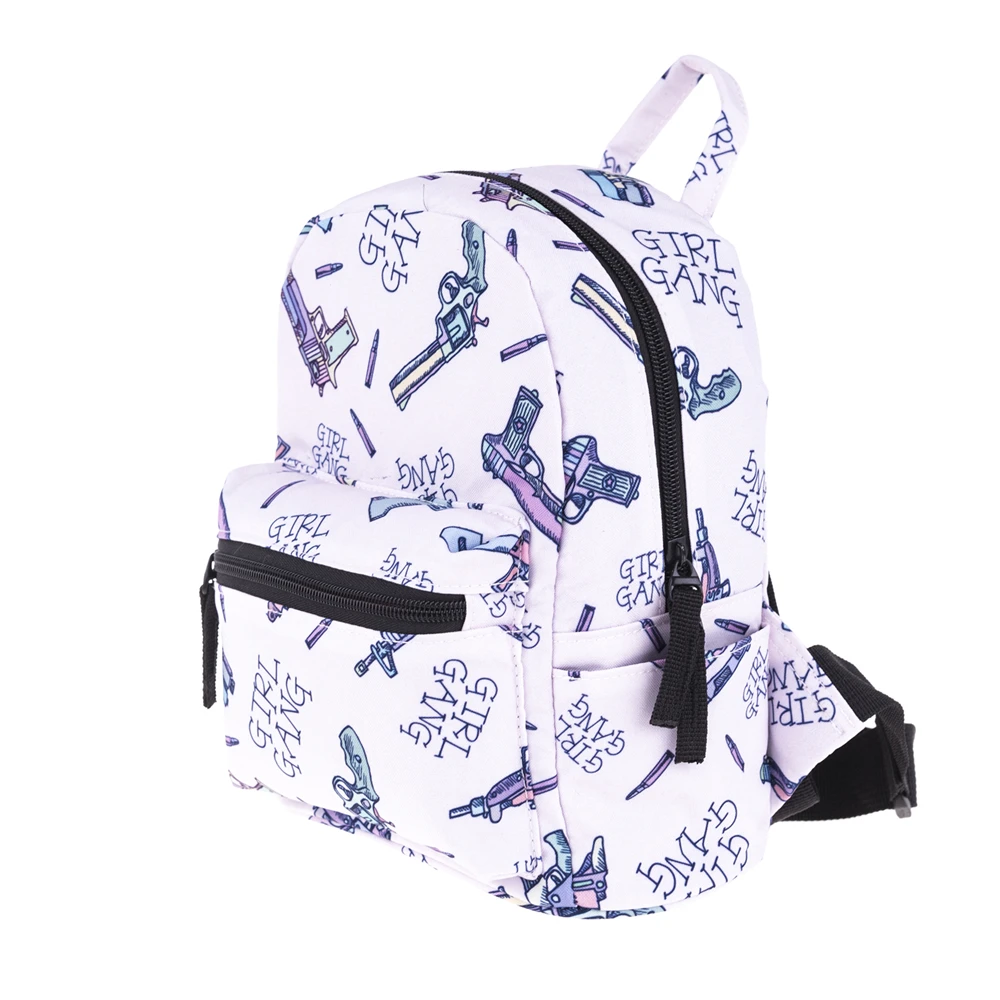 Женский рюкзак Mochila для девочек с принтом пистолетов, женская сумка на плечо для подростков, Многофункциональный маленький рюкзак школьный рюкзак