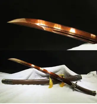 

ROSEWOOD DAMASCUS FOLDED STEEL BLADE HANDMADE CHINESE MEI HUA SWORD QING DAO