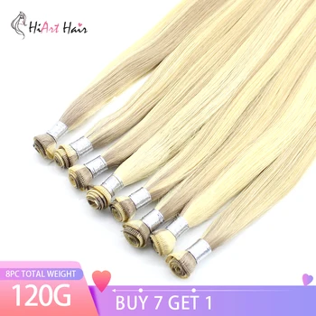 

HiArt 15g/pc Handtied Weft Hair Extensions In Real Human Remy Hair Salon Double Drawn Weft Hair Hand Tied Weft Extensions 18"