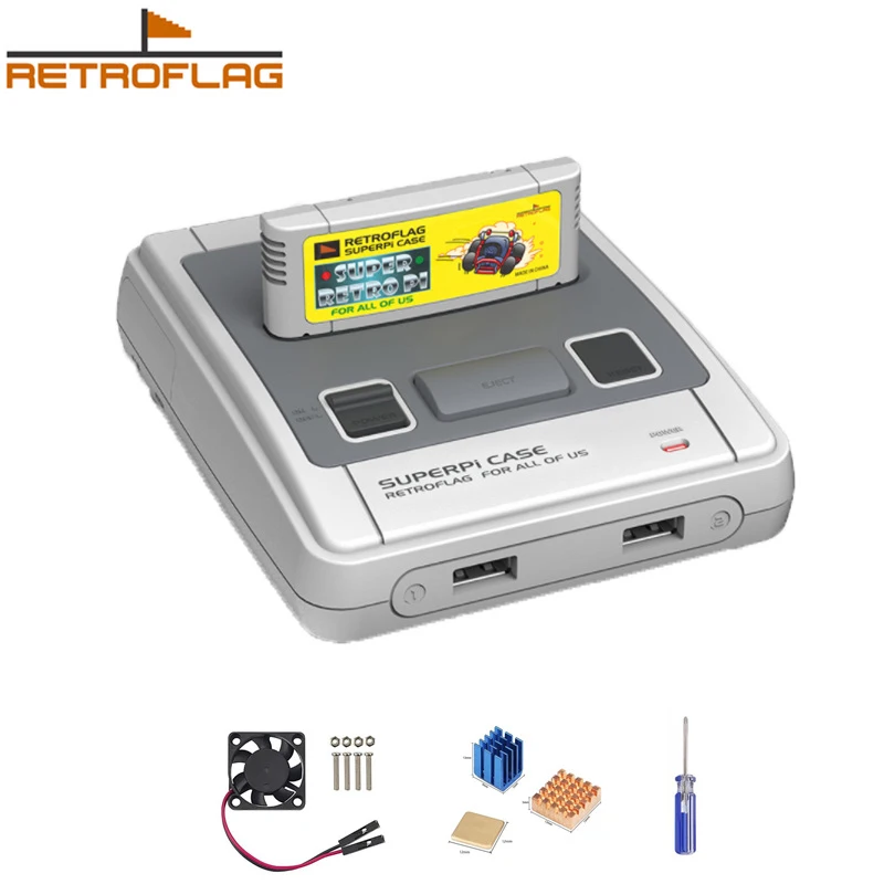 Чехол Retroflag SUPERPi чехол J NESPi с игровым картриджем охлаждающий вентилятор + радиатор