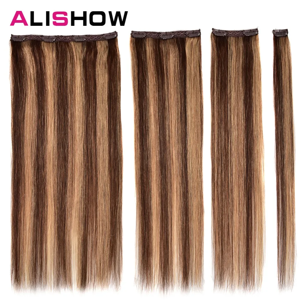 Termina o Cabelo Estilo do Cabelo Extensão do Cabelo Alishow Grampo Cabelo Humano Fácil Fazer Ins Qualidade Remy 70g no 5 Alongamento com grampos