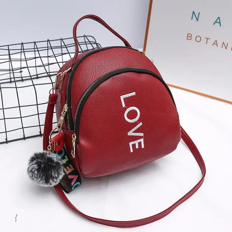 

New Style Pu Women's Triple Use Backpack Korean-style Lettered Embroidery Women's Bag Trend All-match Bag