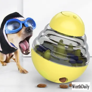 

Dog Toy Food Leaking Ball Pet Food Leaking Toy Tumbler Puzzle Slow Food Tool ABS Plastic Material Yellow Puzzle Bauble