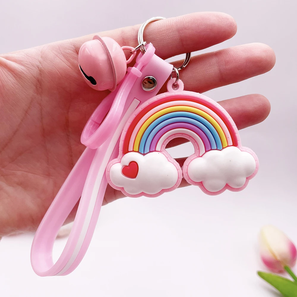 Новый Милый Радужный брелок для ключей кожаный ремешок плетеный веревочный с