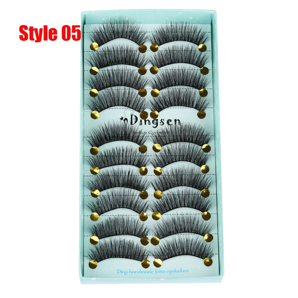 Style 05 10 пар 3D Мягкие искусственные норковые накладные ресницы натуральные грязные ресницы перекрещивающиеся пушистые ресницы инструменты для макияжа глаз - Цвет: Style 05