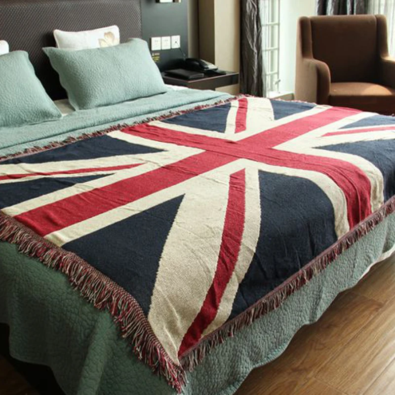 Cotton Carpet Thin Blanket&quotBritish Flag&quotThrow Mat Sofa Towel Blanket Bed Cover Living Room Bedroom Felts Tapestry 130X180 CM | Дом и