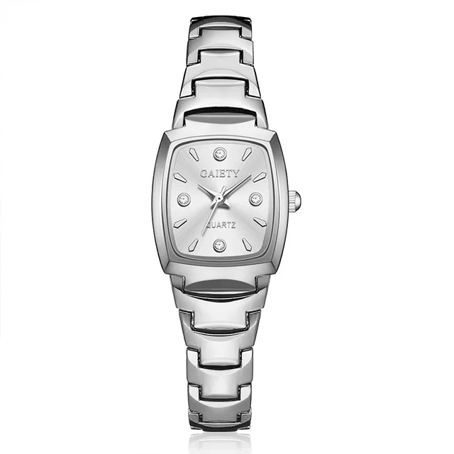 Прямоугольные Циферблат Женские часы под платье роскошные женские часы браслет для женщин из нержавеющей стали ремень водонепроницаемые наручные часы xfcs - Цвет: silver white