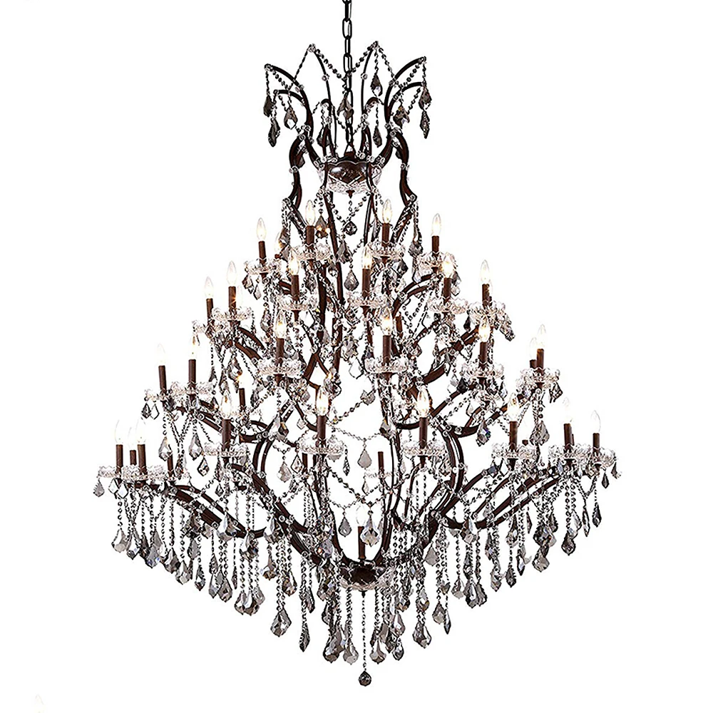 Традиционный 19th c. Rococo люстра светильник дымчатые с украшением в виде кристаллов