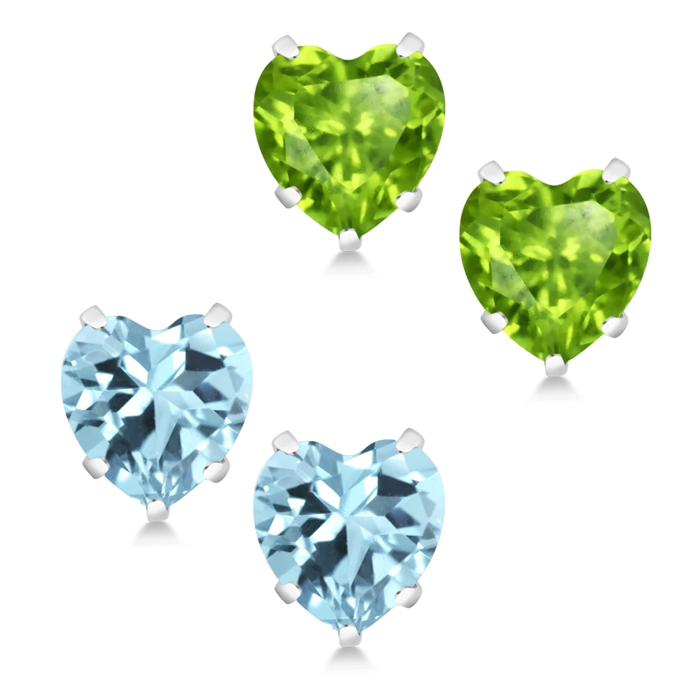 GemStoneKing 2 40 карат в форме сердца Натуральный топаз и перидот серьги для женщин 925