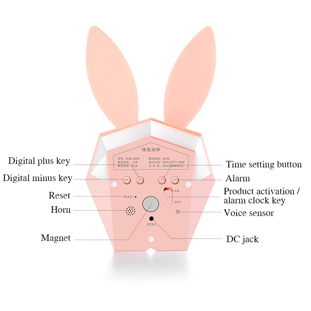 Многофункциональный светодиодный цифровой Mi Rabbit будильник акустическое управление зондирующие лампы зарядка через usb маленький ночной Светильник 5