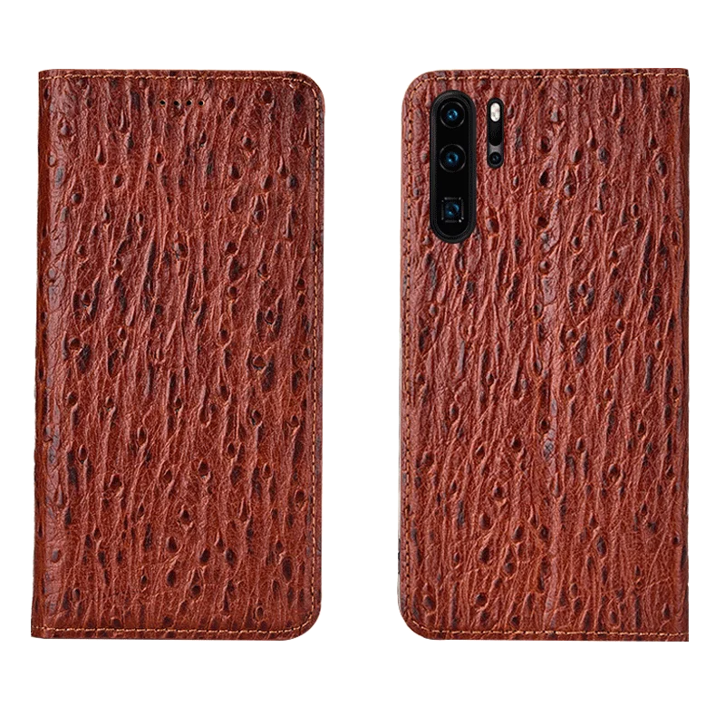 

Ostrich Pattern Genuine Leather Ultra Thin Card Slot Case For Huawei P30 Pro/Huawei P30/Huawei P30 Lite Magnetic Case Coque Capa
