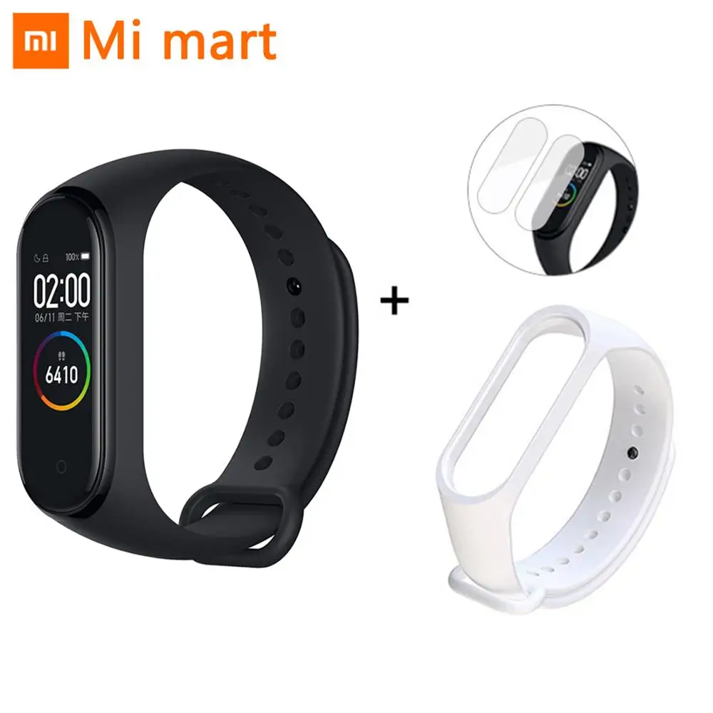 Xiaomi mi смарт-браслет 4, 3 цвета, AMOLED экран, mi Band 4, смарт-браслет, фитнес-браслет, Bluetooth, спортивный, водонепроницаемый - Цвет: CN Add White