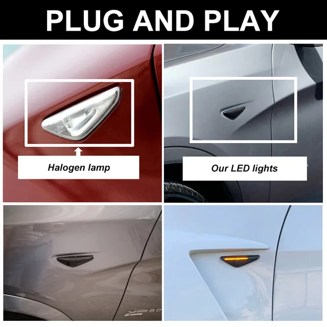 2Pcs Sequential Dynamic Flowing LED Side Marker Light Turn Signal Light Blinker For BMW E70 X5 F25 X3 E71 X6 2007-2013 4