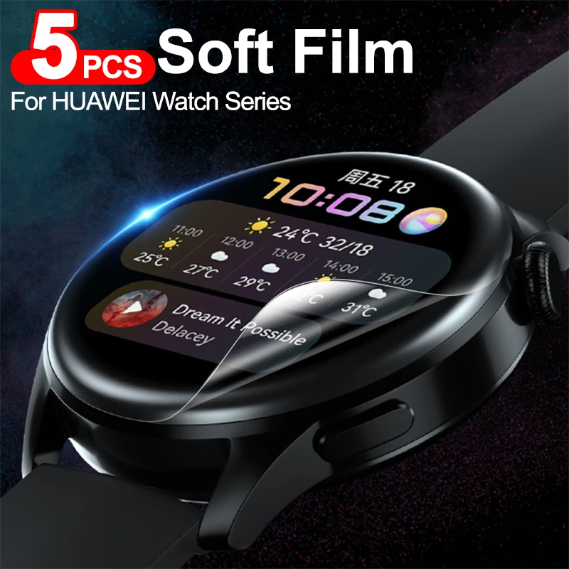 Pellicola Salvaschermo 5 Pezzi Per Huawei Watch 3 Pro Pellicola Morbida Per Huawei Watch Gt 2 Pro 46Mm 42Mm Cover Ultra Sottile Per Smartwatch