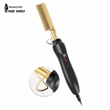 

Electric Comb Straightener Hair Straightening Comb Curling Irons Hair Curler Brush Heating Hot Comb Hair Brush Titanium Alloy