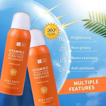 

160ml Vitamin C Protective Sunscreen Spray Face&Body Skin Whitening UV Protection Sun Spray Brighten Face Body