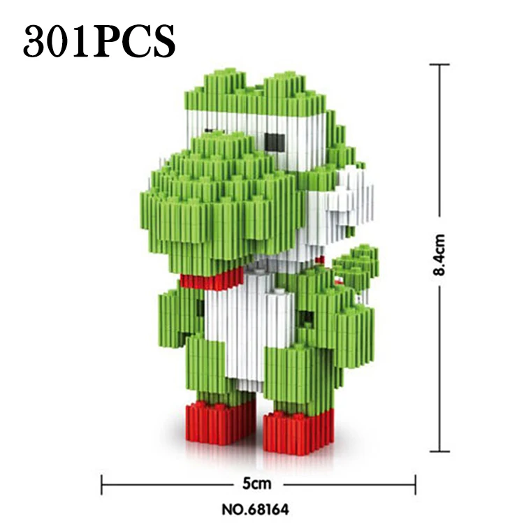 301pc Yoshisaur Строительные блоки, игрушки для детей, Super Mario Bros, алмазные мини-блоки, Doraemoned, супер герой, Narutoes, Звездные войны, Детский Рождественский подарок - Цвет: 301pc Yoshisaur