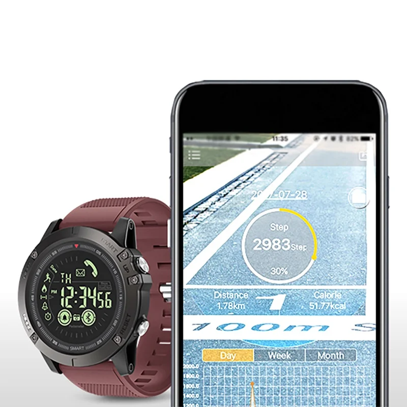 Кварцевые наручные часы для Bluetooth 4,0 IP67 водонепроницаемые Смарт-часы фитнес-монитор с Шагомер будильник наружное оборудование