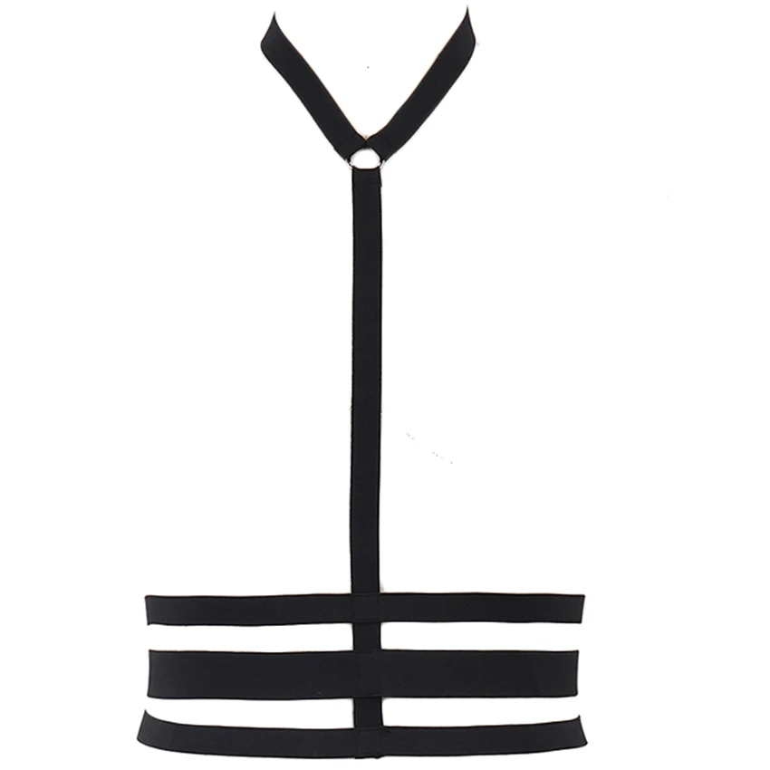 

Goth Neck Harness Cage Bra Woman Elastic Adjustable Body Harness Sexy Lingerie Bondage Belt Punk Rave Body Cage