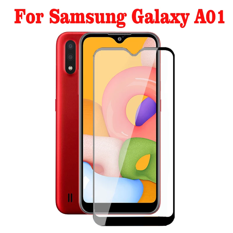 Полноэкранное закаленное стекло с полным покрытием для Samsung Galaxy A01 Защитная