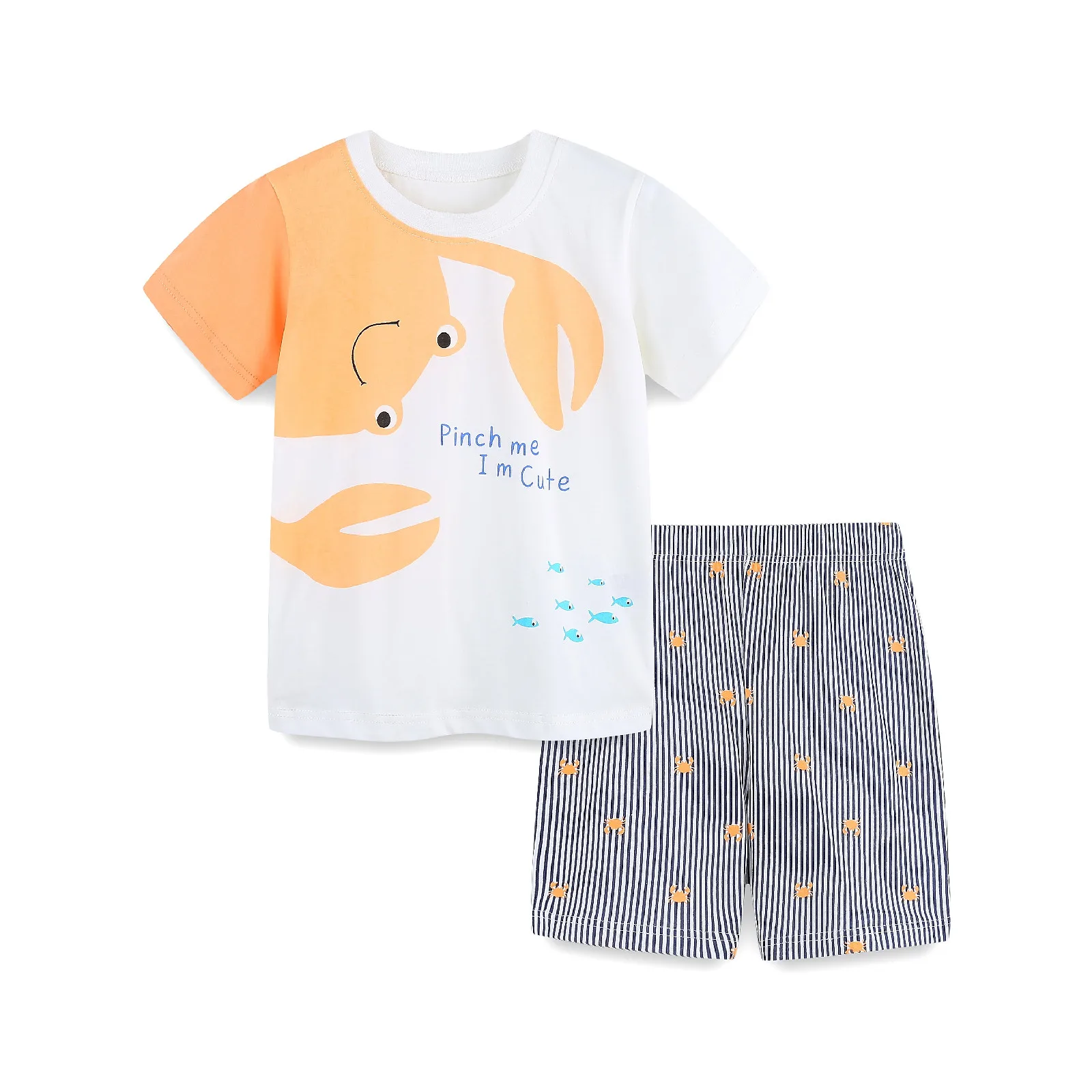 Модная одежда для маленьких мальчиков 2 шт. лето 2021 топ с круглым воротником