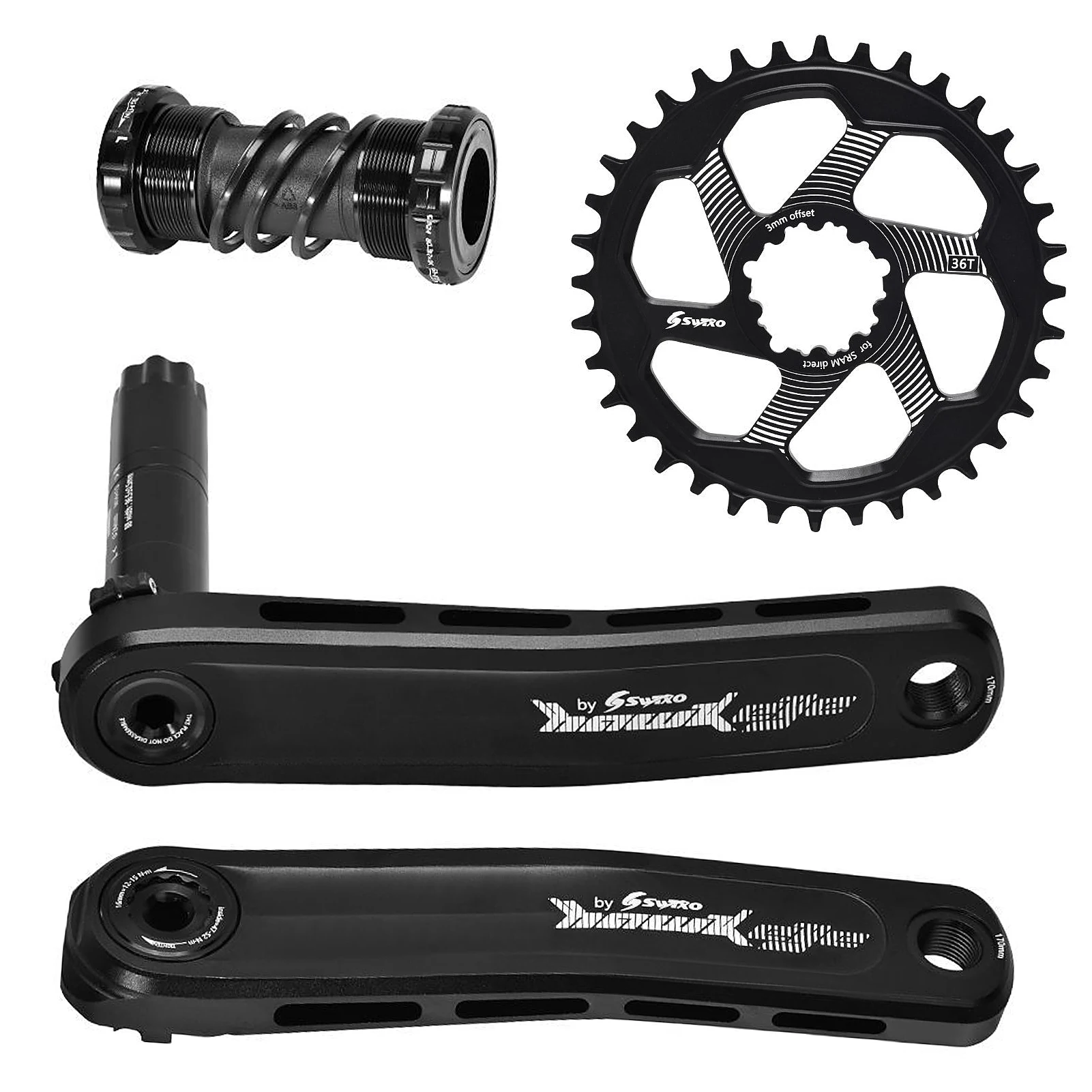 

Mountain Bike Crankset 170mm MTB Bicycle Crank Arm Set with Bottom Bracket and Chainring 30T/32T/34T/36T/38T Bicycle Parts