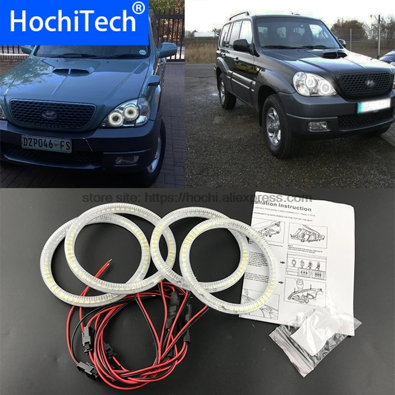 

HochiTech ультра яркий SMD белый светодиодный ангельские глазки 2000LM halo ring kit дневной ходовой светильник DRL для Hyundai Terracan 2001-2007