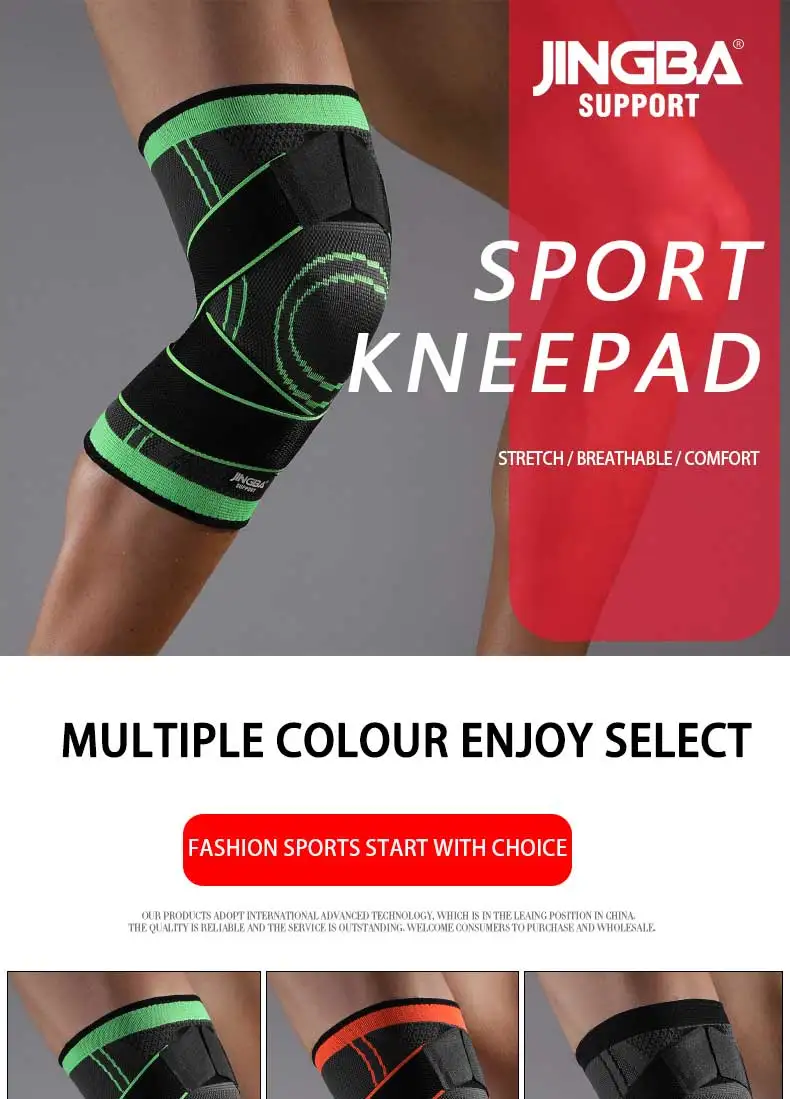 JINGBA SUPPORT Sport Fitness knee brace support Protective gear knee pads Elastic Basketball Volleyball knee protector rodillera