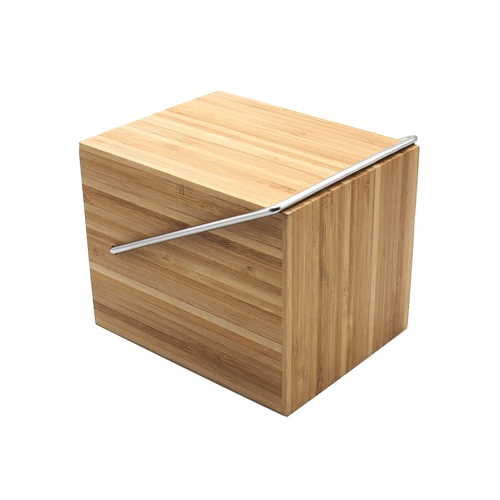 Multifunctional Organizer For Home Bamboo Convenient Tank Container Kitchen Gadgets Square Shape Storage Case Canister Household