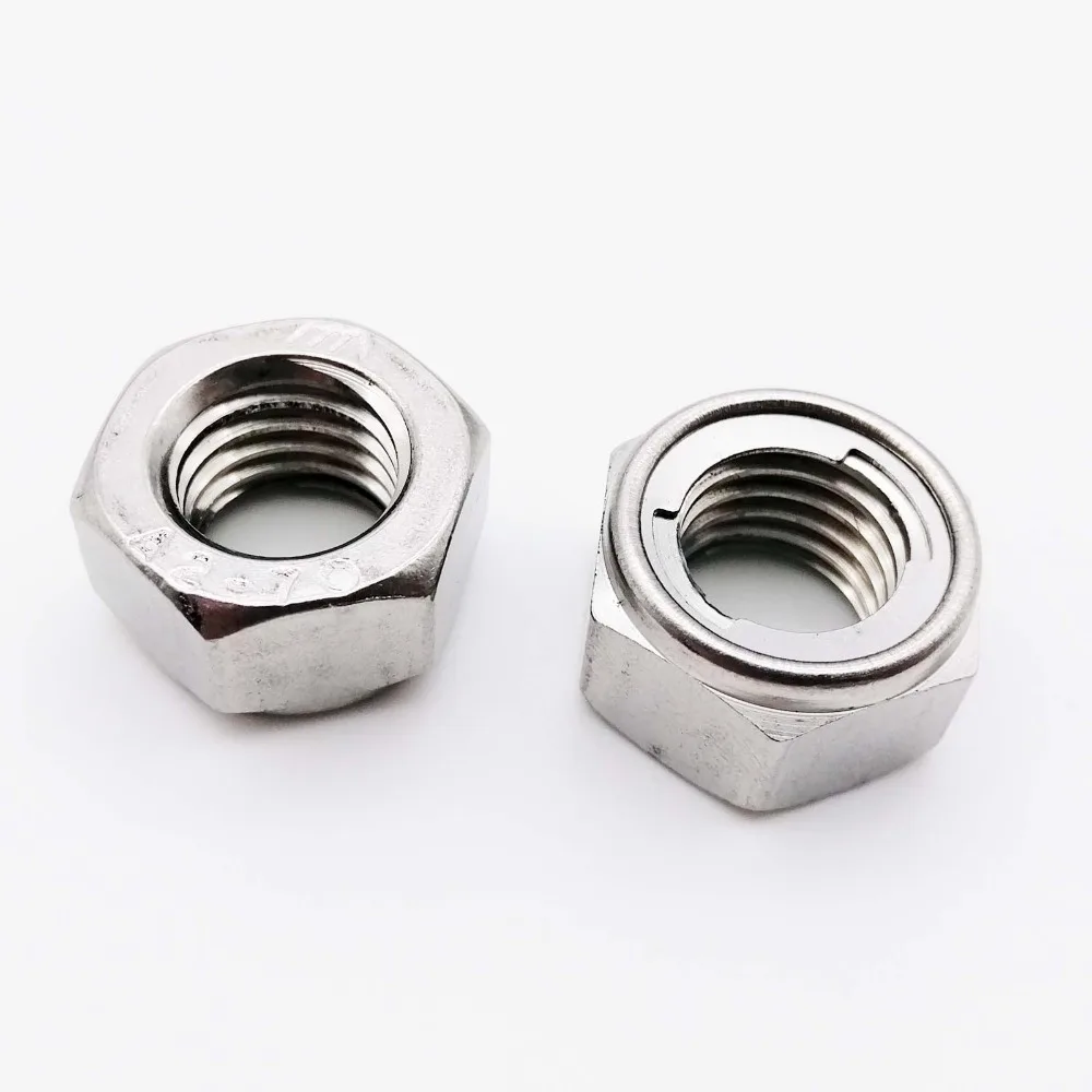 DUO ER Metal Insert Hex Lock Nuts M3-M20 304 Stainless Steel GB6184 Prevailing Torque Type Hexagon Self Locking Locknut Size 5pcs M8 